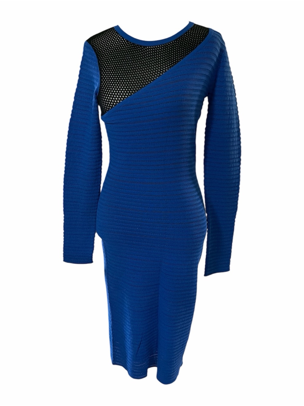 Y2K Cobalt Colorblock Midin Dress S sexy resortwear stretchy comfy knit